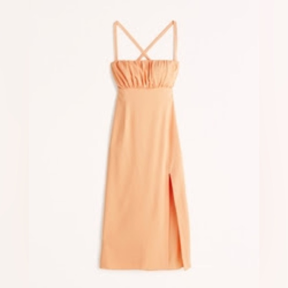 Abercrombie Ruched Midi Dress Yellow NWT